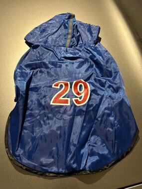 Blue Hooded Dog Jacket with Red Number 29